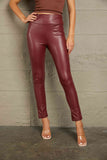 Double Take PU High Waist  Straight Pants