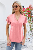 V-Neck Flutter Sleeve T-Shirt