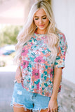 Floral Round Neck Babydoll Top