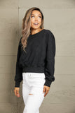 Double Take Round Neck Open Back Sweatshirt