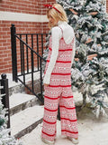 Christmas Color Contrast Wide-Legged Jumpsuit