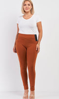 Rust Rubber Side Detail Slim Pants-Curvy