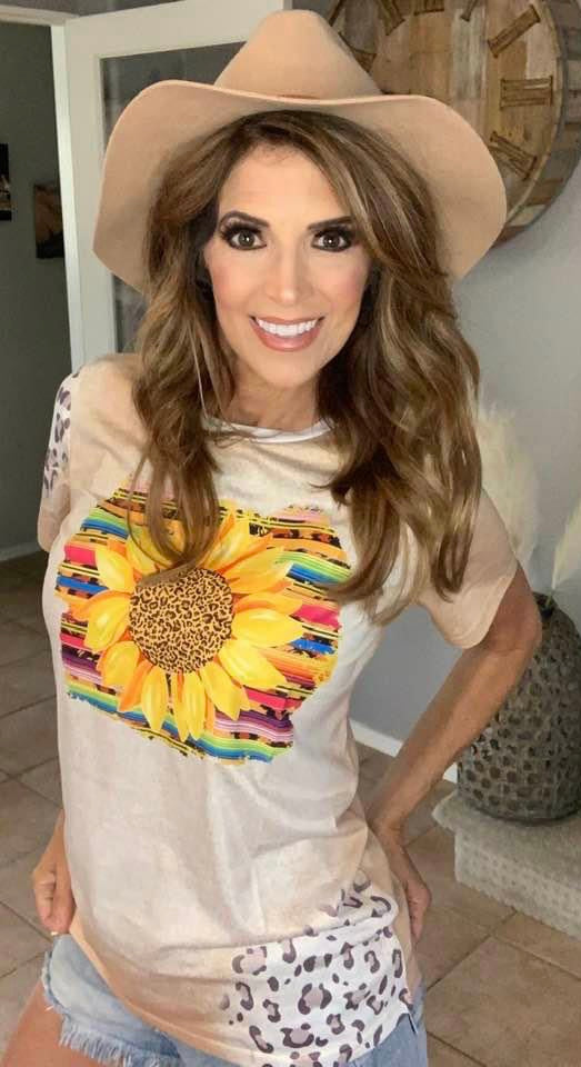 Bleached Sunflower Leopard Graphic Tee