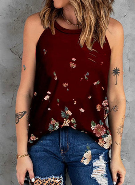 Ripped Floral Halter Top- 2 colors