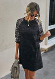 Lauren’s Leopard Sleeve Cozy Sweater Dress