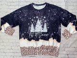 Snowy ‘Let it Snow’ Christmas Bleach/Leopard Print Sweatshirt