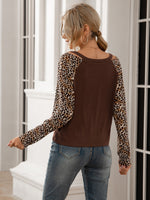 Leopard Twist Front Cold-Shoulder Tee