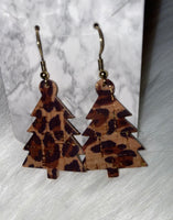 Genuine Leather Christmas Tree Earrings