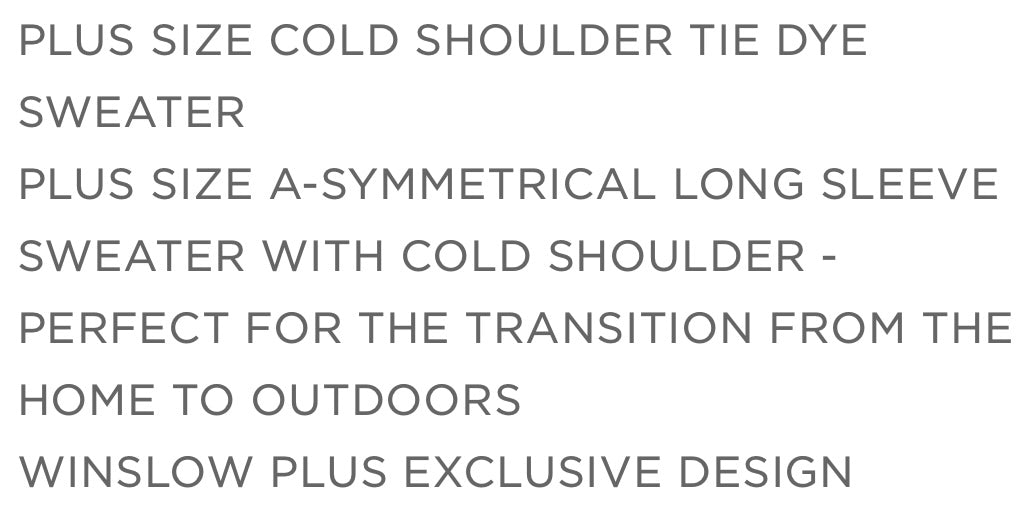 Tie Dye Cold Shoulder Sweater-Curvy