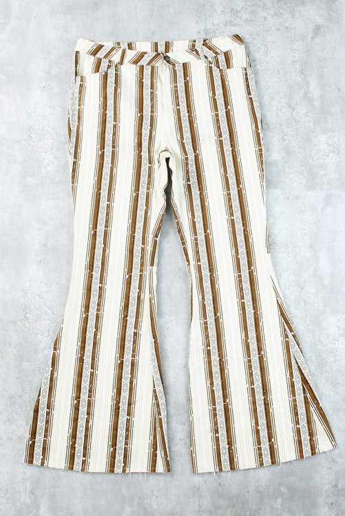 Striped High Waisted Bell Bottom Pants- Curvy