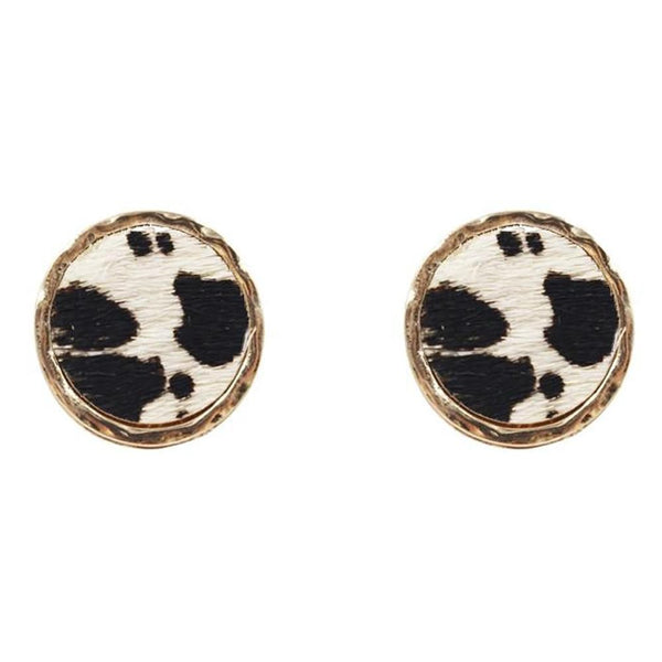 Leather Cheetah Print Stud Earrings