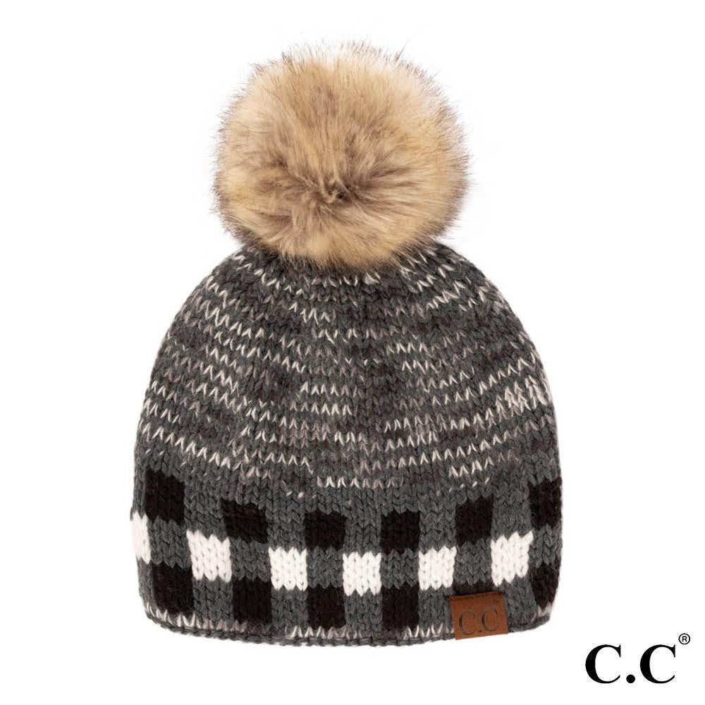 CC Checkered Pom Beanies