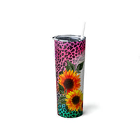 Wild Leopard Custom Photo Skinny Steel Tumbler with Straw, 20oz