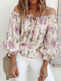 Floral Off-Shoulder Flounce Sleeve Blouse