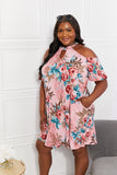 Sew In Love Full Size Fresh-Cut Flowers Cold-Shoulder Dress