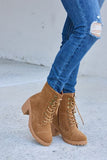 Forever Link Lace-Up Zipper Detail Block Heel Boots