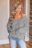 Frayed Hem Dropped Shoulder Sweater