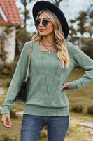 Square Neck Long Sleeve Blouse