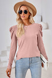 Round Neck Puff Sleeve Blouse