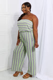 Sew In Love Pop Of Color Full Size Sleeveless Striped Jumpsuit