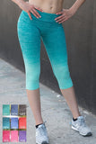 Yelete Dip Dye Ombre Athletic Capri Leggings