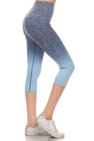 Yelete Dip Dye Ombre Athletic Capri Leggings