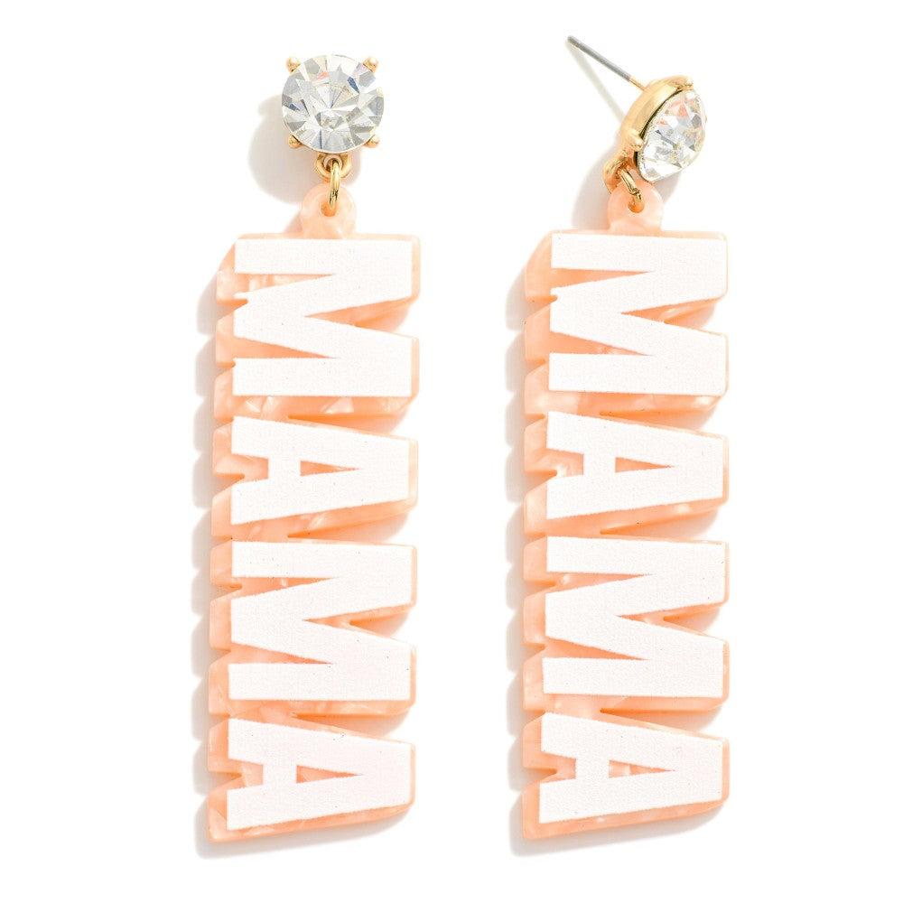 Rhinestone Post MAMA Earrings