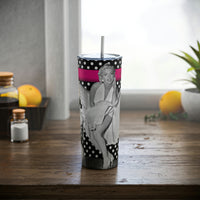 Polka Dot Marilyn Skinny Steel Tumbler with Straw, 20oz