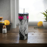 Polka Dot Marilyn Skinny Steel Tumbler with Straw, 20oz