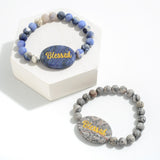 Semi-Precious Natural Stone "Blessed" Beaded Stretch Bracelets