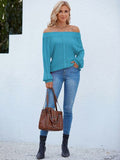 Openwork Off-Shoulder Long Sleeve Sweater