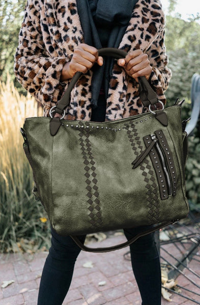 Green Oversized Vegan Leather Tote