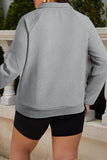 Plus Size Texture Half Snap Long Sleeve Sweatshirt