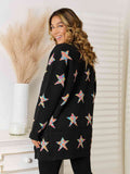 Star Pattern Open Front Cardigan with Pockets