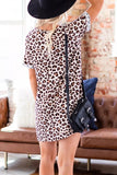 Cheetah Twist Front V Neck T Shirt Dress