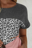 Leopard Round Neck Short Sleeve T-Shirt