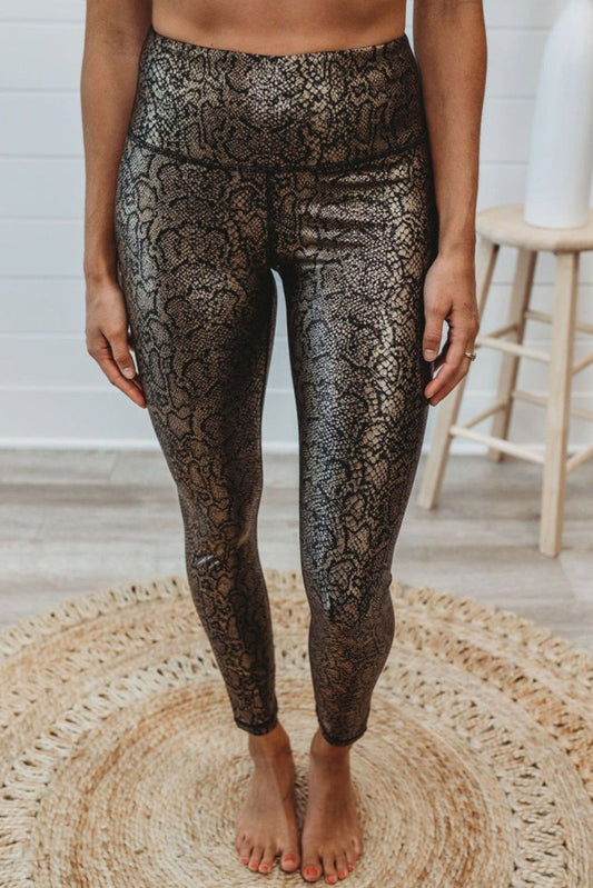 Anaconda Gold Foil Printed Full Length Leggings