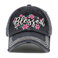 Vintage Distressed "Blessed" Embroidered Patch Hat