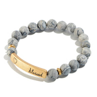 Natural Stone Beaded "Blessed" Stretch Bracelet-multiple colors