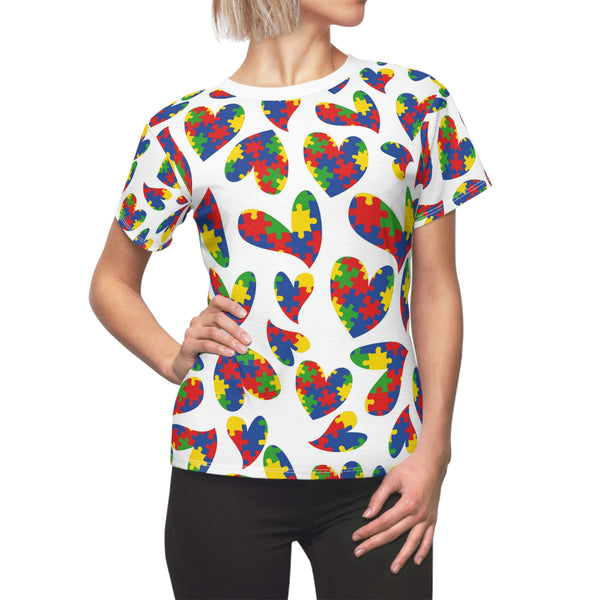 Heart Puzzle Pieces- Autism Awareness Women's Tee