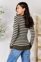 Zenana Full Size Striped Snap Down Cardigan