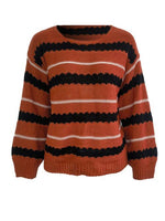 Striped Round Neck Long Sleeve Sweater