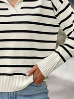 Striped Collared Neck Knit Top