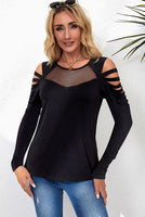 Cutout Round Neck Long Sleeve T-Shirt