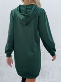 Drawstring Puff Sleeve Hooded Dress