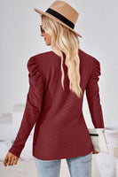 Round Neck Puff Sleeve Blouse