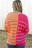 Striped Pocketed Dropper Shoulder Sweater
