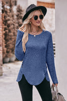 Buttoned Hem Detail Ribbed Top