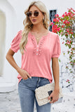 Frill Notched Short Sleeve Blouse