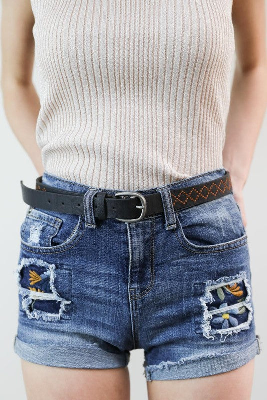 Skinny Punched Out Belt-2 Colors